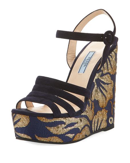 prada nastro jacquard buckle platform sandals|Prada nappa leather sandals.